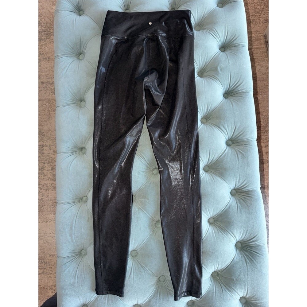Fabletics Leggings Womens Small Black Shimmer High Waisted Moto Shiny Stretch